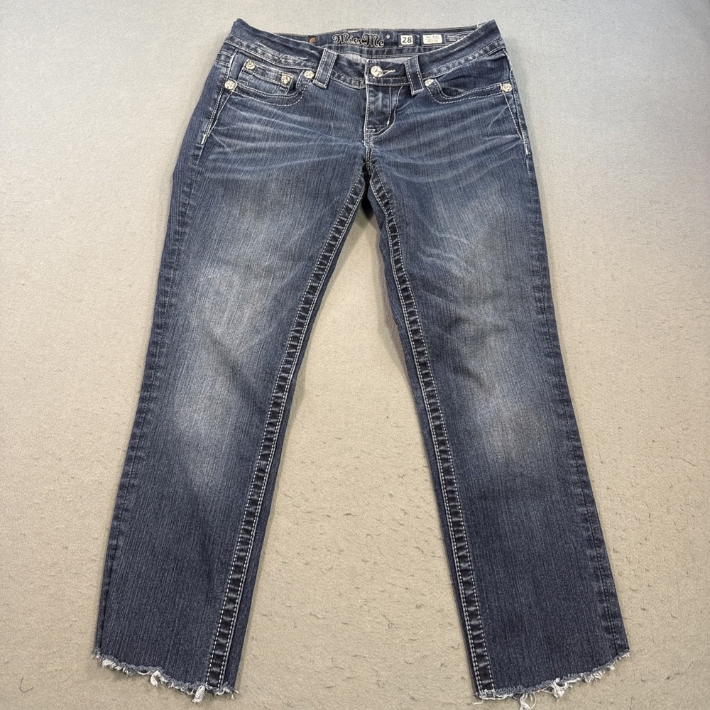 Miss Me Skinny Jeans WOMENS 28  Embroidered FLEUR DI LIS RHINESTONES